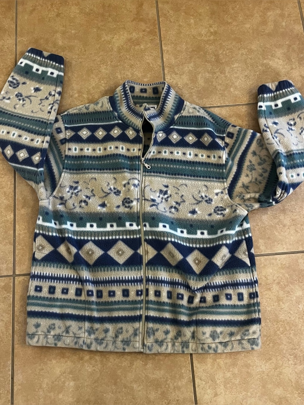 Vintage Alfred Dunner Women's Southwestern Aztec Fleece Full Zip Jacket Size L